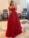 LTP1641,Luxury Red Lace Sequin Long Prom Evening Dresses,Full Length Party HZ0307