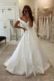 LTP1116,Charming white off the shoulder wedding dresses,a-line satin wedding gown bridal HZ0307