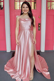 LTP1265, Cowl Neck Green Satin A-Line Formal Dress with HZ0307