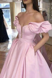 LTP1516,Pink Long Prom Evening Dresses,Off The Shoulder Prom Formal HZ0307