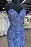 Blue Sweetheart Sequin Beaded Lace Applique HZ0307