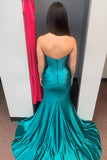 Strapless Green Satin Mermaid Prom HZ0307