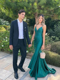 LTP1179,Mermaid Dark Green Long Prom Dresses,Satin Trumpet Evening HZ0307