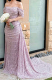 Beautiful Arab Wedding Dress, Off The Shoulder Sequins Prom Dress, Mermaid Dress For HZ0307