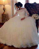 LTP1213,Long Sleeves Bateau Floor-Length Long Gown Ball Lace Wedding HZ0307