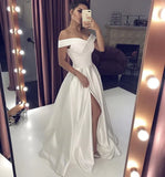 New Arrival White Satin Off The Shoulder Cheap Wedding Dresses 2025 Hot HZ0307