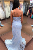 Light Blue Appliques Mermaid Prom HZ0307