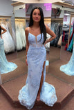 Light Blue Appliques Mermaid Prom HZ0307