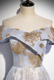 Off the Shoulder Light Blue Long Party HZ0307
