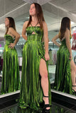 Halter Pleated Sheath Long Evening Prom Dresses HZ0307