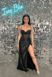 Sheer Corset Dark Green Beaded Mermaid Long Formal HZ0307