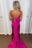 Straps Hot Pink Cutouts Ruffle Fitted Party HZ0307