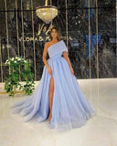 LTP1582,Arab Baby Blue A-Line Tulle Long Prom Evening HZ0307