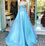 LTP1006,Blue Prom Dresses,Spaghetti Straps Ball Gown, Sweetheart Open Back Evening prom HZ0307