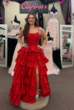 Spaghetti Strap Ruffle Prom Dress with High HZ0307