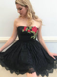LTP1512,Black lace applique homecoming dresses,a-line prom HZ0307
