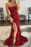Hot Pink Sequins Mermaid Long Prom HZ0307