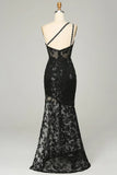 Floral Lace Mermaid One Shoulder Prom HZ0307