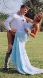 LTP0828,Princess Light Sky blue Formal Dress Lace Appliques Prom HZ0307