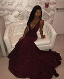LTP1027,Sexy burgundy sequin v-neck prom dresses sexy evening dress long formal HZ0307