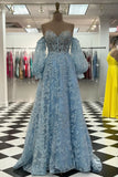 LTP1576,Sparkle Princess Lavender Bustier Puffy Sleeves Lace Long Prom HZ0307