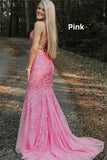 Mermaid Appliques Cross Back Long Prom HZ0307
