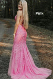 LTP1737,Mermaid Straps Long Lace Prom Dress with Lace-Up HZ0307