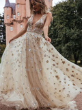 Sexy V-Neck Star A-Line Prom HZ0307