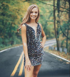 LTP1070,Sexy homecoming dresses v-neck sequin mini prom HZ0307