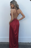 LTP1093,Sexy Deep V-neck Long Burgundy Prom HZ0307