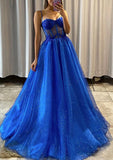 Sparkle Royal Blue A-Line Prom HZ0307