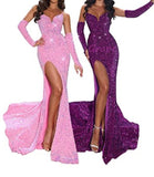 LTP1725,Sexy Mermaid Sequined Long Prom Evening Dresses, Side Slit Party HZ0307