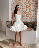 LTP1825,Spaghetti Straps A-Line Cloud Hem Satin Homecoming HZ0307
