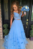 Two Pieces 3D Floral Appliques Off The Shoulder Long Prom HZ0307