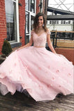 Two Pieces 3D Floral Appliques Off The Shoulder Long Prom HZ0307