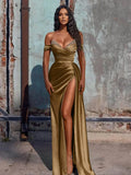 Off Shoulder Beaded Prom Dress - Long Satin Evening HZ0307