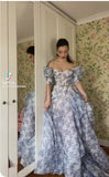 Floral Prom Dresses, Off The Shoulder Party Dress, Chiffon Evening HZ0307