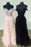 Off the Shoulder Beaded Ruffles Long Formal HZ0307