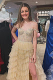 Off the Shoulder Beaded Ruffles Long Formal HZ0307