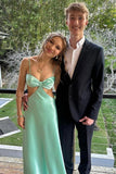 Sexy Aqua Bow Front Cutouts Long Maxi HZ0307