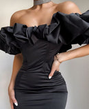 LTP1826,Unique White Off The Shoulder Cloud Style Satin Homecoming HZ0307