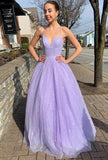 LTP0916,Lavender V-neck Sparkly Long Prom Dresses,Winter Formal HZ0307