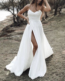 LTP1624,Romantic White Pleated Spaghetti Straps A-Line Wedding Gown White Bridal Dresses With High HZ0307