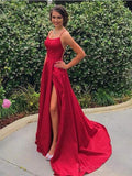 LTP0929,Red Sexy Side Slit Spaghetti Straps Cheap Long Evening Prom Dresses,Cheap Sweet 16 HZ0307