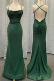 Dark Green Appliques Beaded Mermaid Long Formal HZ0307
