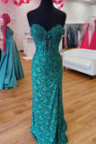 Sweetheart Corset Green Lace Fitted Ruched Long Prom HZ0307