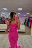 Hot Pink Spaghetti Straps Mermaid Prom HZ0307
