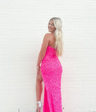 LTP0173,Pink Sequin Long Prom Dress Strapless Mermaid Evening Party HZ0307