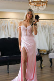 Off the Shoulder Pink Appliques Satin Memaid HZ0307