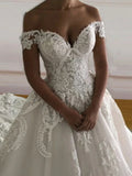 LTP1201,Vintage Lace Embroidery Wedding Dress Ball Gown Off The Shoulder Bridal HZ0307